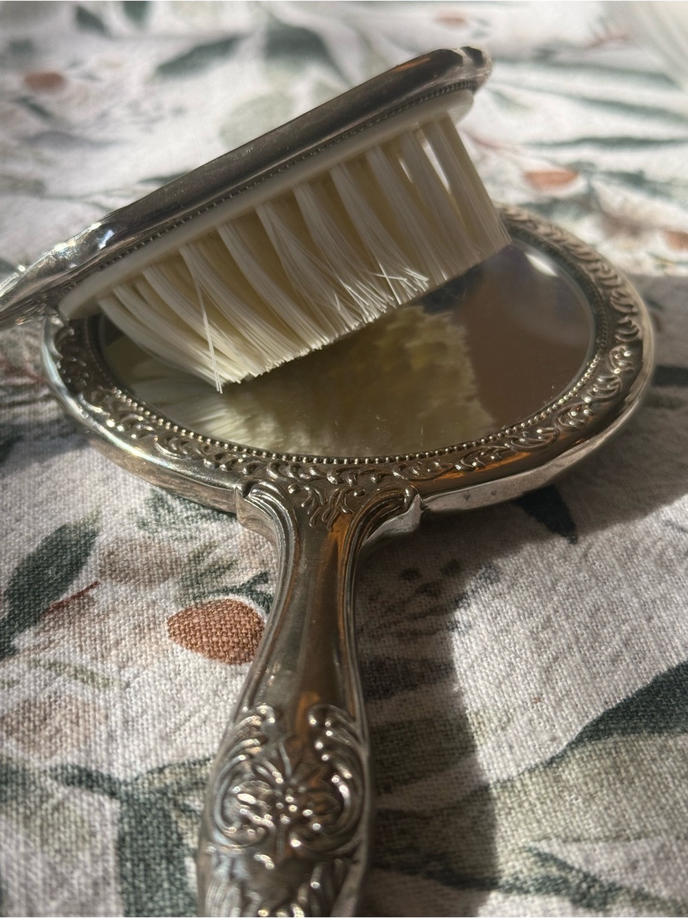 Vintage Ornate Sterling Silver Baby Vanity Set - Brush & Mirror - Picture 2 of 12